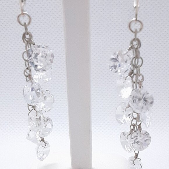 Designer Nina Nguyen sterling clear dangle earrings from her Sai-Gon Collection - Picture 11 of 14